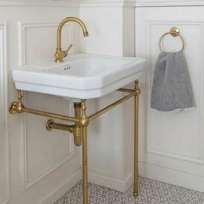 Vintage Solid Brass Single Handle Gooseneck Faucet