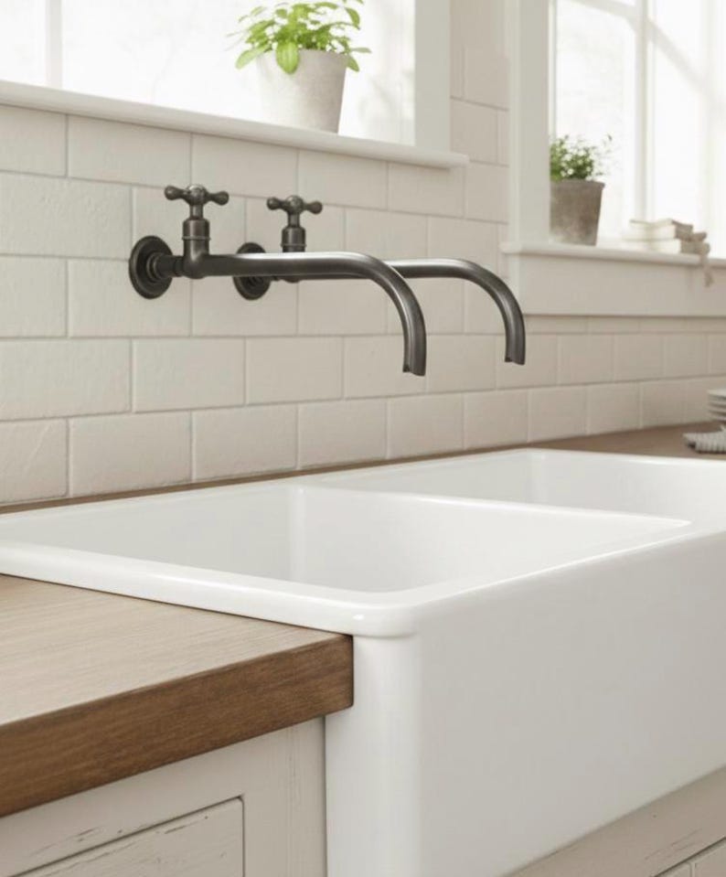Dark Patina Brass Wall Mount Faucet
