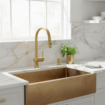 Unlacquered Brass Pull-Down Kitchen Faucet