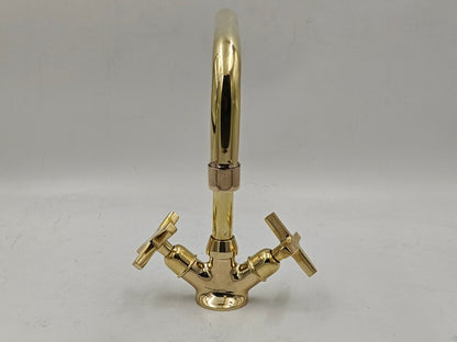 Dual Cross Handles, Single Hole, High-Arc Spout