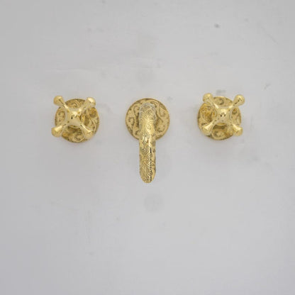 Hand-Engraved Floral Motif Wall-Mount Faucet