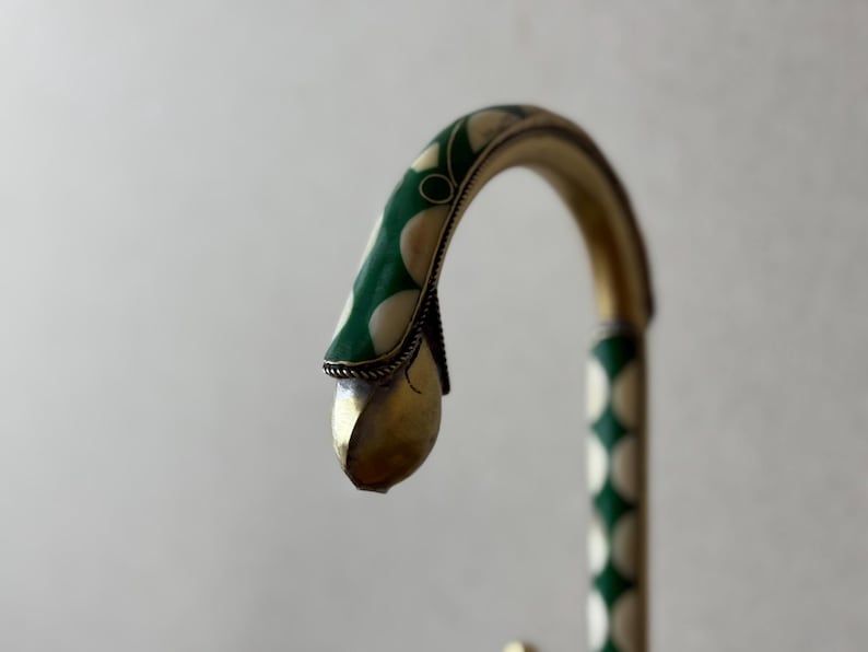Green Inlay Brass Gooseneck Faucet with Cross Handles