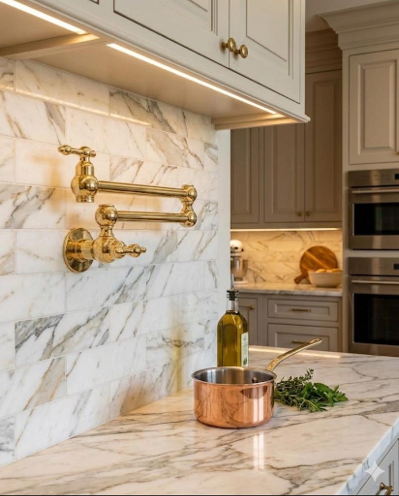 Wall Mounted Folding Stove Faucet with Cross Handles