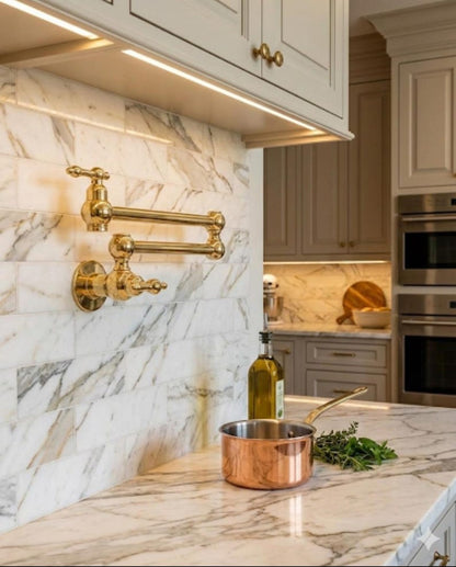 Wall Mounted Folding Stove Faucet with Cross Handles