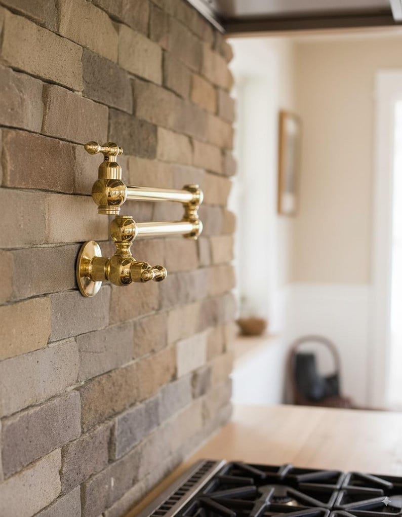 Unlacquered Brass Double Swing Pot Filler Faucet