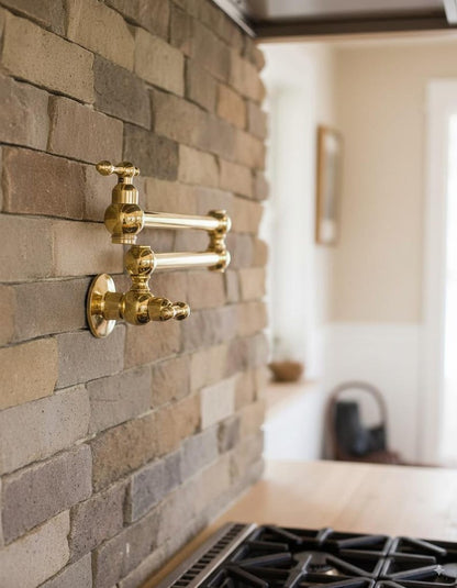 Unlacquered Brass Double Swing Pot Filler Faucet