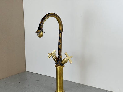 Handcrafted Decorative Inlay Brass Gooseneck Faucet