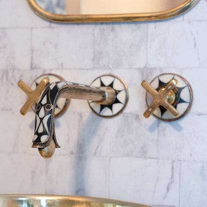Moroccan Inlay Brass Wall Mount Faucet