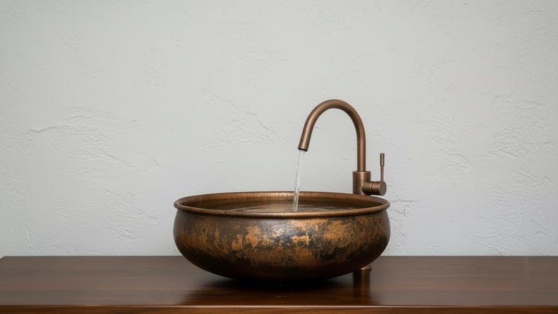 Handcrafted Aged Copper Vessel Sink