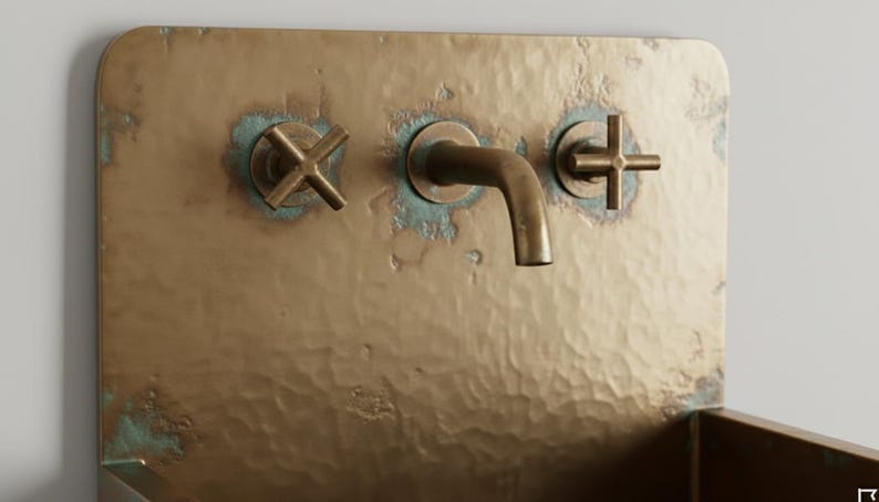 Hammered Patina Copper Wall Mount Sink