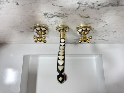 Black & White Mosaic Brass Wall Faucet