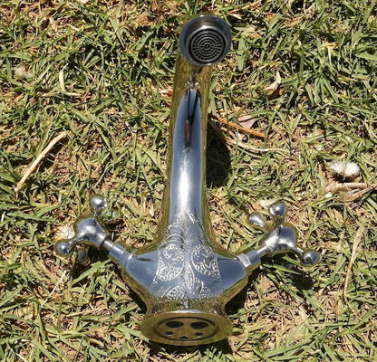 Engraved Polished Nickel Bathroom Faucet