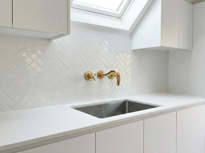 Orange Mosaic Brass Wall Mount Faucet