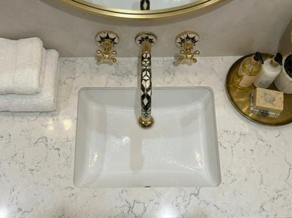 Black & White Mosaic Brass Wall Faucet