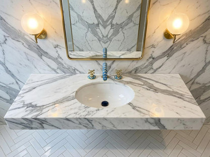 Blue Mosaic Brass Bridge Faucet