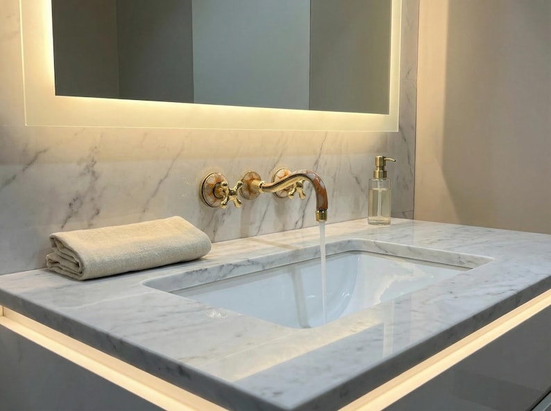 Orange Mosaic Brass Wall Mount Faucet