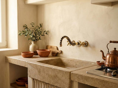 Black & White Mosaic Brass Wall Faucet