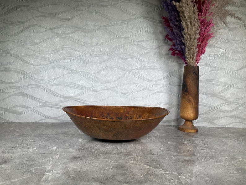 Rustic Oxidized Copper Vessel Sink