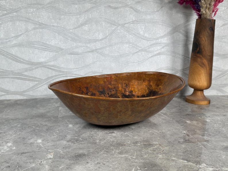 Rustic Oxidized Copper Vessel Sink