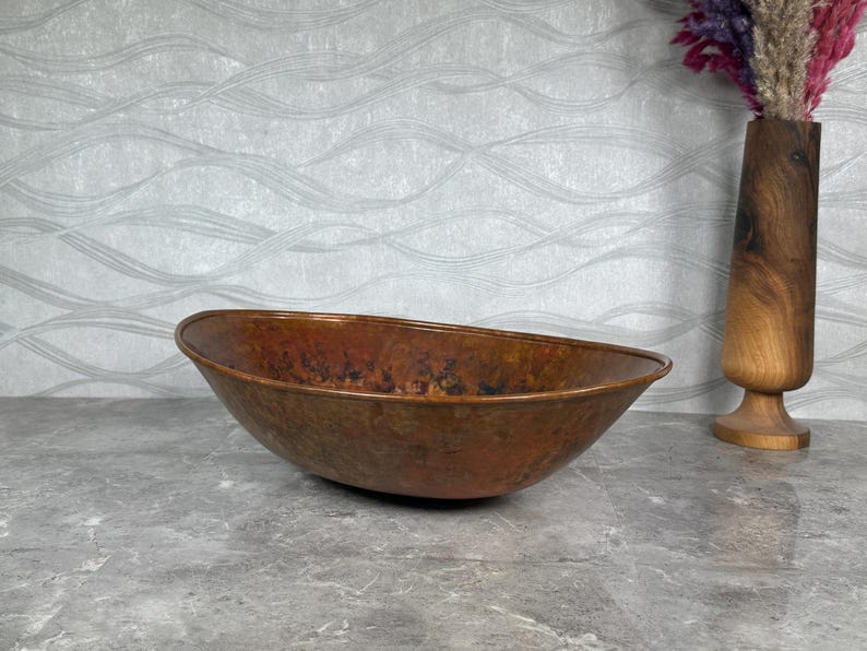Rustic Oxidized Copper Vessel Sink