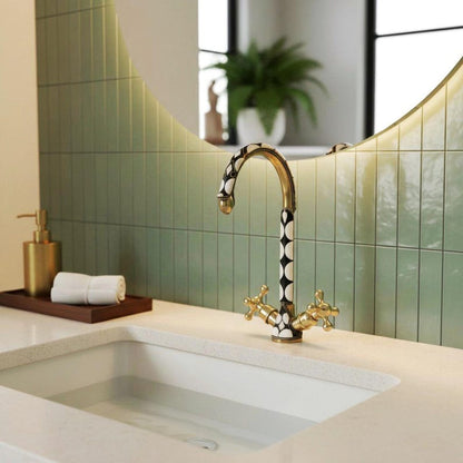 Blue Moroccan Mosaic Brass Faucet