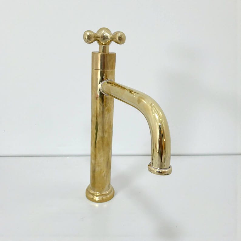 Polished Brass Tall Bathroom Faucet