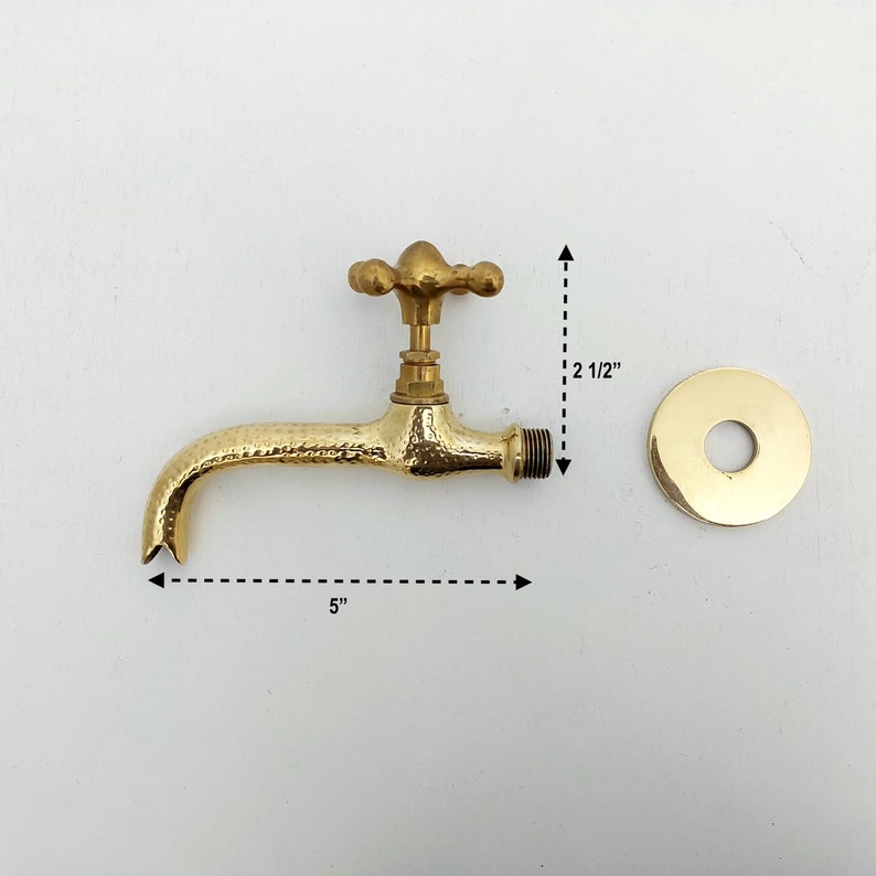 Hammered Brass Wall Tap