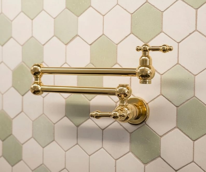 Wall Mounted Unlacquered Brass Pot Filler Faucet