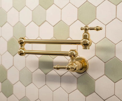 Wall Mounted Unlacquered Brass Pot Filler Faucet