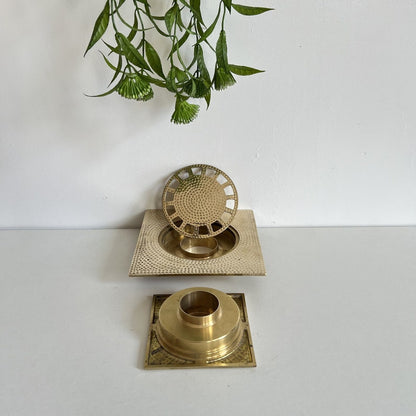 Hammered Solid Brass Square Floor Drain Cover – Modern Shower & Bathroom Drain Grate