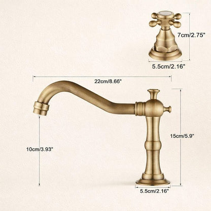 Widespread Unlacquered Brass Bathroom Faucet with Classic Cross Handles