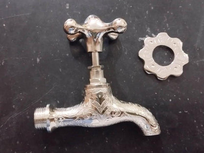 Vintage Engraved Brass Wall Tap