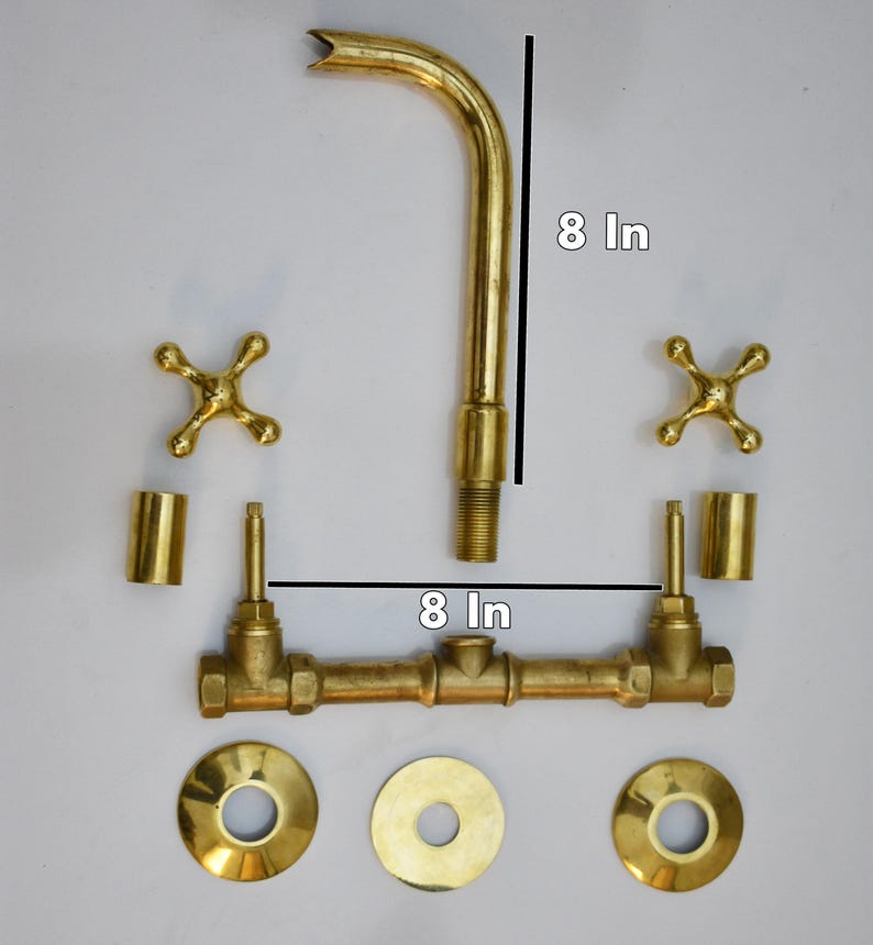 Polished Brass Wall-Mount Bathroom Faucet