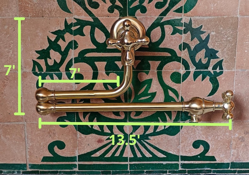 Unlacquered Brass Folding Wall Pot Filler