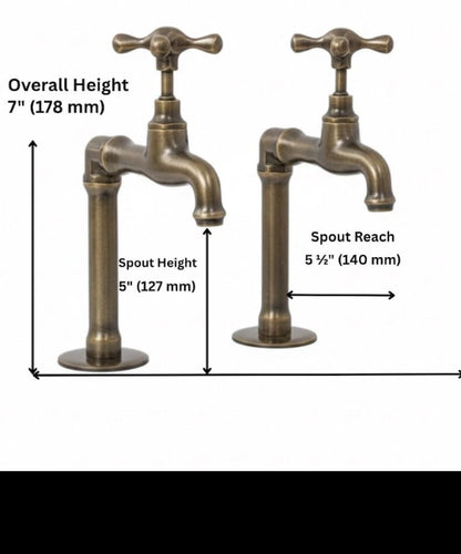 Vintage Unlacquered Brass Deck Mount Faucet