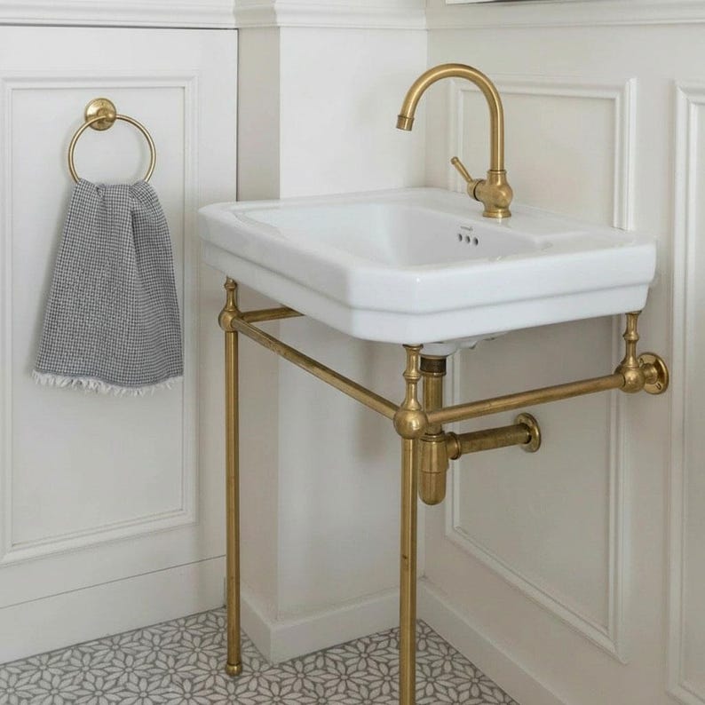 Vintage Solid Brass Single Handle Gooseneck Faucet