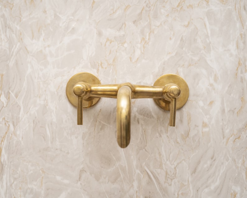 Minimalist Unlacquered Brass Wall-Mount Faucet