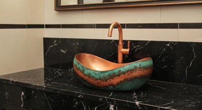 Modern Wave Two-Tone Patina Copper Vessel Sink