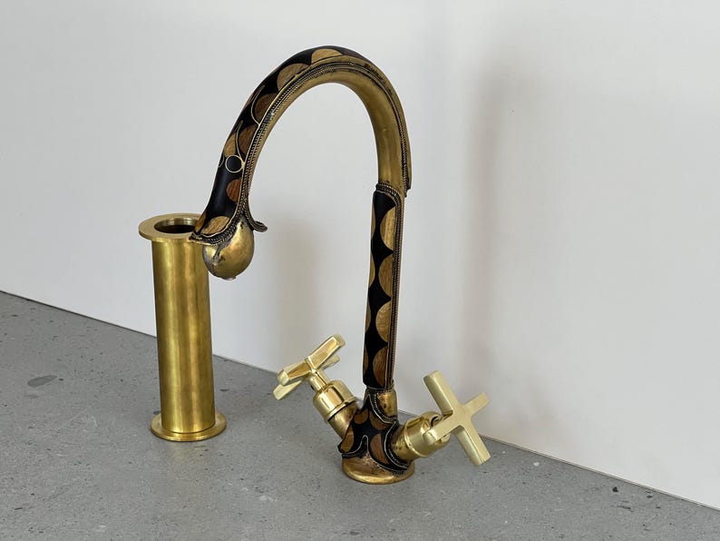 Handcrafted Decorative Inlay Brass Gooseneck Faucet