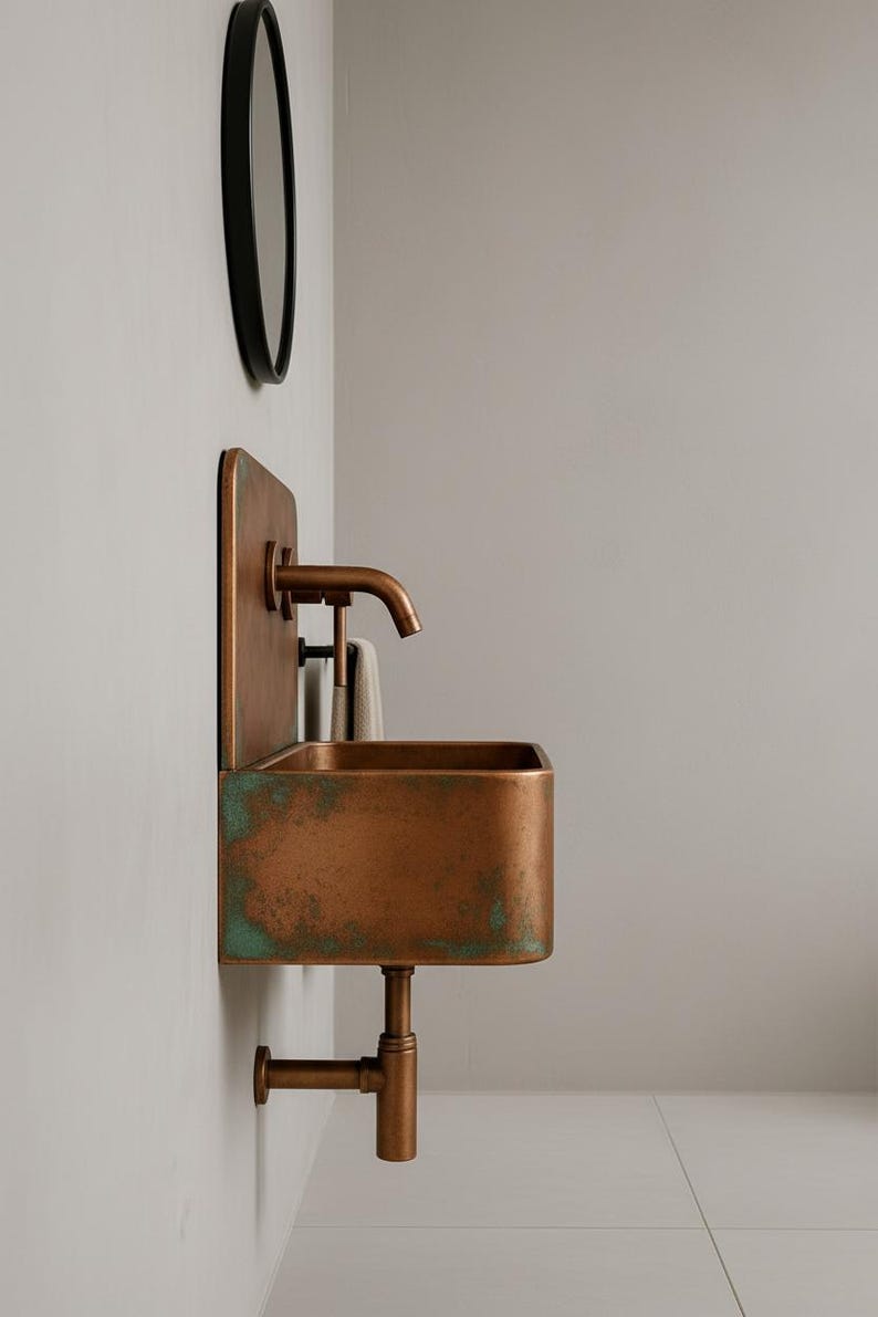 Patina Copper Wall Mount Sink