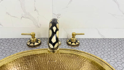 Moroccan Inlay Brass Bridge Faucet with Mosaic