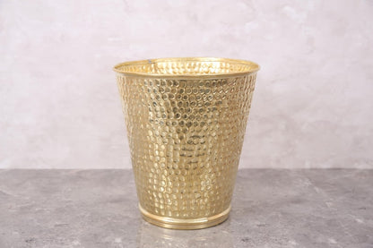 Handmade Hammered Brass Wastebasket – Luxury Brass Bathroom Trash Can