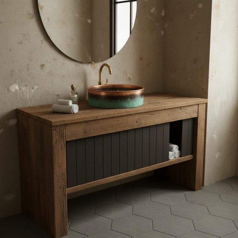 Two-Tone Patina Copper Vessel Sink