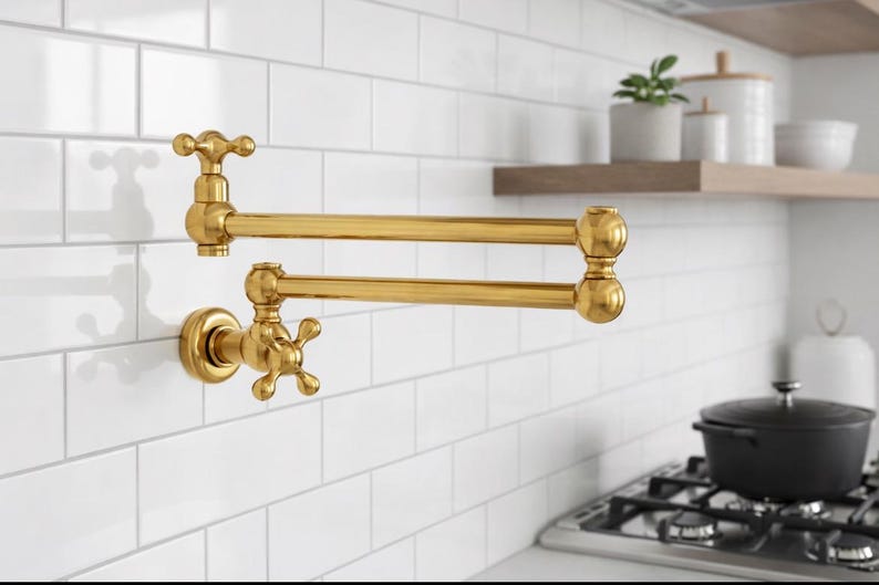 Wall Mounted Folding Stove Faucet with Cross Handles