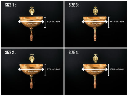 Hand-Hammered Moroccan Brass Wall-Mount Sink with Engraved Vintage Tap