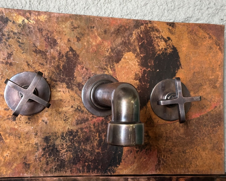 Hand-Hammered Moroccan Copper Wall-Mount Sink with Distressed