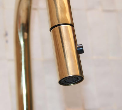 Unlacquered Brass Pull-Down Kitchen Faucet