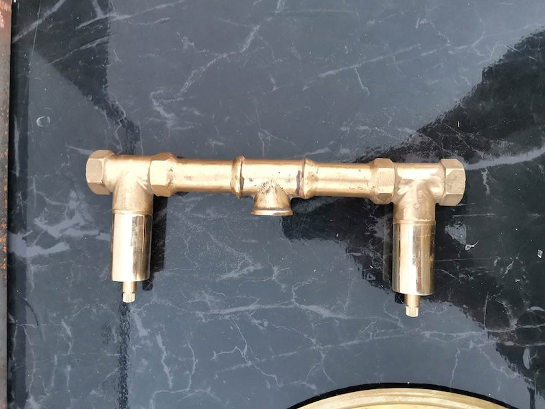 Moroccan Mosaic Brass Wall Mount Faucet with Curved Spout