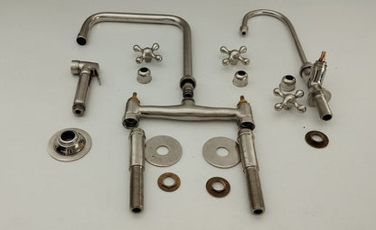 Polished Nickel Bridge Faucet Set with Side Sprayer