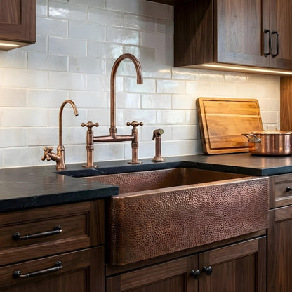 Antique Copper Bridge Kitchen Faucet